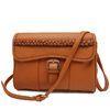 Brown Mini Woven Leather Handbags For Women With Twist Lock