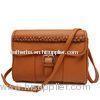 Brown Mini Woven Leather Handbags For Women With Twist Lock