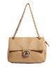 Cream-Colored Twist Lock Handbag Girls For School , Fashion Style