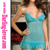 Blue Sexy New Fashion Wholesale Mesh Sleeve Babydoll Lingerie with G-string