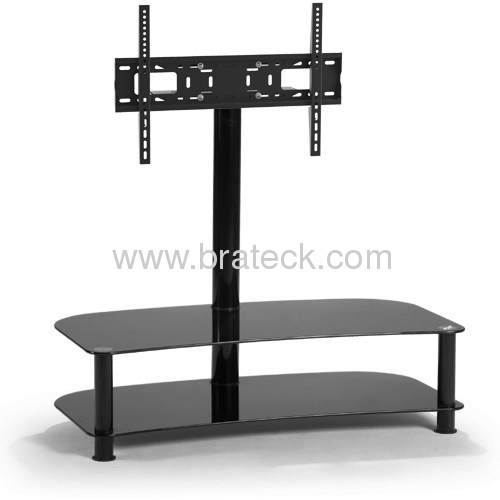 Black silk screen Tempered Glass TV Stand