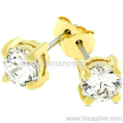 Fashion 18K gold plated copper CZ stud earrings