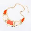 Exaggerated Fashion Metallic Geometric Mosaic Short Necklace (Orange & White)