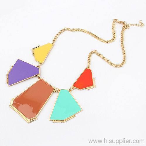 Fashion Colorful Wild Metallic Geometric Design Necklace