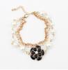 Fashion sweet flower with pearl Bracelet (black)