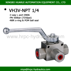 hydraulic threaded ball valve high pressure three-way ball valve WOG7250