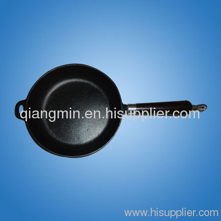wooden handle frying pan