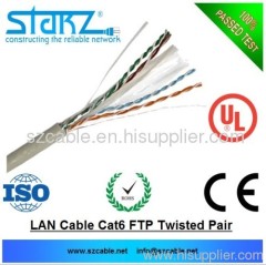 Cat6 UFTP networking lan cable pure copper ul listed pvc white with 1000ft