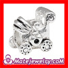 cheap factory wholesale large hole silver plated Baby Carriage charm beads