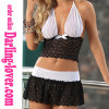 Hot Sale Sexy Two Pcs Mesh and Lace Fashion Babydoll Set with G-string