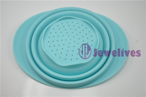 Useful silicone kitchen strainer with steel handle