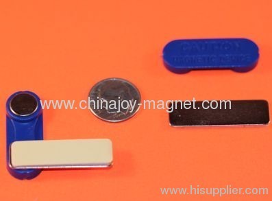 Blue Magnetic Badge with 2 Neo Magnets Adhesive Magnet Holder