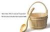 Handcrafted wood sauna bucket and ladle with handle set for sauna room