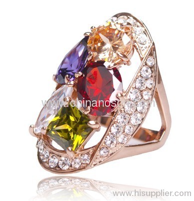 Lovely colorful CZ diamond ring for women