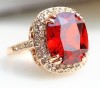 Large Ruby CZ jewellery ring with 18K gold plating