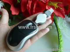 Super thin wired mouse retractable smallest size travel mouse