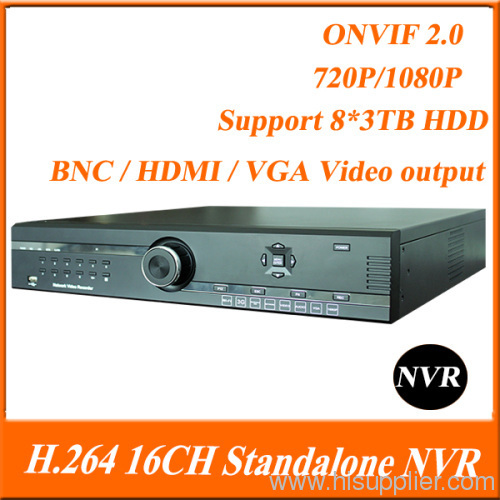 H.264 16Channel Standalone 2.0U Case Metal Shell nvr system for ip camera