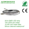 Outdoor waterproof silicon sleeved 120pcs/m LED ribbon SMD3014 top view