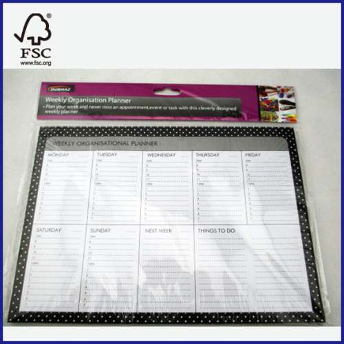 Weekly Organisational planner with black print