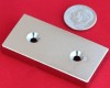 N48 Neodymium Magnets 2 in x 1 in x 1/4 in Bar w/2 Countersunk Holes