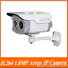 H.264 1.0MP 1/4'' Progressive Scan CMOS 1*High Power Array LED IR View 20-25m Outdoor IP Camera