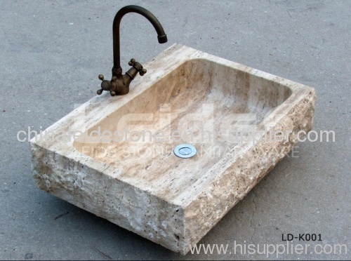 Beige travertine sink marble kitchen sink