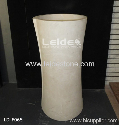 Cream marfil pedestal basin marble bathroom sink