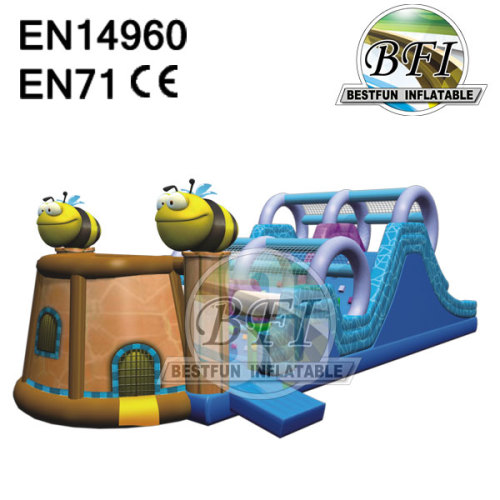 Water Proof Blue Bee Inflatable Bouncer Obstacle