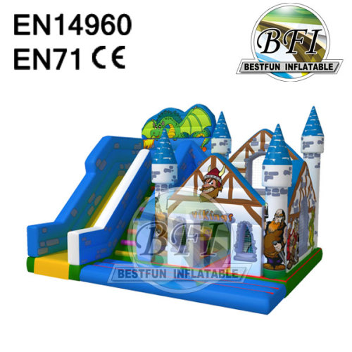 Blue Vikings Dinosaur Inflatable Castle