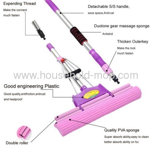 Telescopic Stainless Steel Pva Sponge Mop