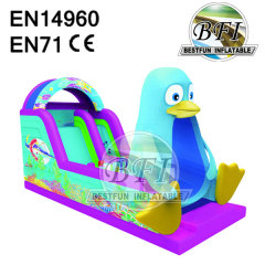 Blue Penguin Inflatable Playground Slide