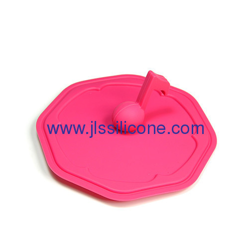 kitchen tools heat resistant silicone cup lid with note shaped handle