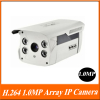 H.264 1.0MP 1/4'' Progressive Scan CMOS 80m IR View 4* High Power Array LEDS IP Video Cameras