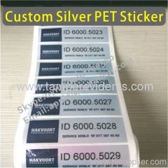 Custom Matt Silver PET Stickers,Waterproof Silver Foil Labels With Serial Numbers,Laminated Adhesive PET Label