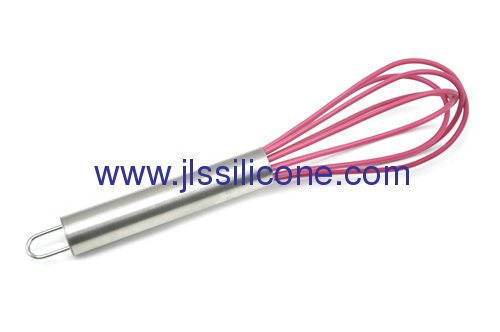 Small size stainless steel handled silicone egg whisk