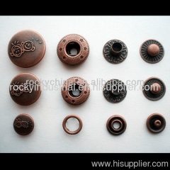 Antique copper spring snap button