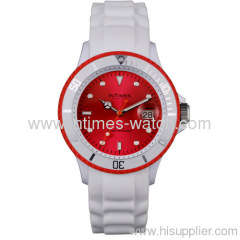 Hot silicone watches mixed color Japan movt plastic case silicone watch strap 5ATM from Intimes branded silicone watch