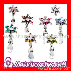 Mixed silver european flower Lily Briolette crystal Dangle charms for bracelets