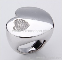 Fancy heart shaped alloy ring with CZ stones