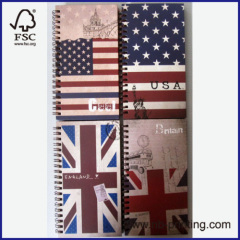 4 subject hardcover spiral notebook/diary/planner with national flag