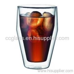 Hand Blown Insulated Double Wall Glass Coffee Mug tumbler