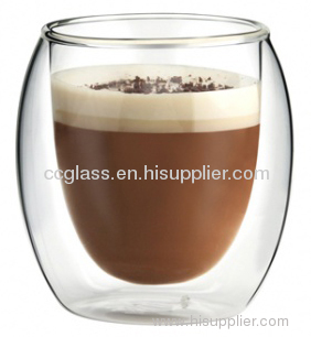 350ML Heat Resistant Hand Blown Double Wall Glass Caf Mocha Coffee Cup