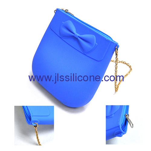 Fashion silicone shopping bag with metal shoulder belt