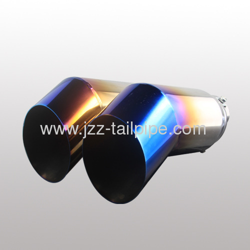 Big stainless steel universal blue dual automobile exhaust tail throat