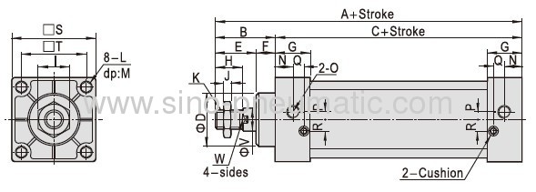 Airtac SU Series ISO Cylinder Hidden Pull Rod Double Acting Type