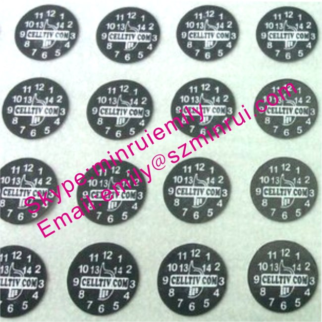Custom Black Round Warranty Stickers With your Logo,Custom Circle Brittle Eggshell Stickers,Custom Warranty Labels