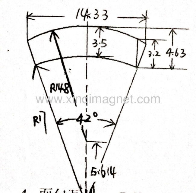 Motor segment 45SH NdFeB magnet