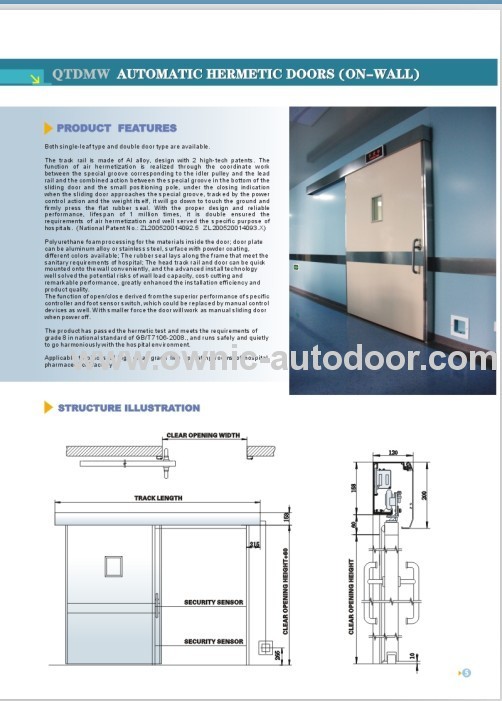 Automatic Hermetic Door for Hospital/Electronic Sweatshop/Pharmaceutical Factory