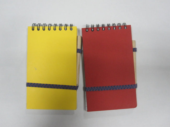 double wire notepad with pencil&elastic band college ruled