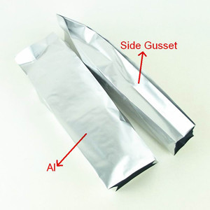 side gusset pure aluminum foil bags for tea packaging